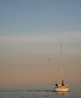 Boat in haze